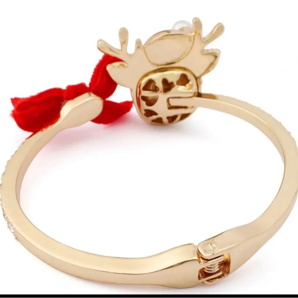 BETSEY JOHNSON Christmas Santa Baby Rudolph Red-Nose Reindeer Hinge Bracelet NWT